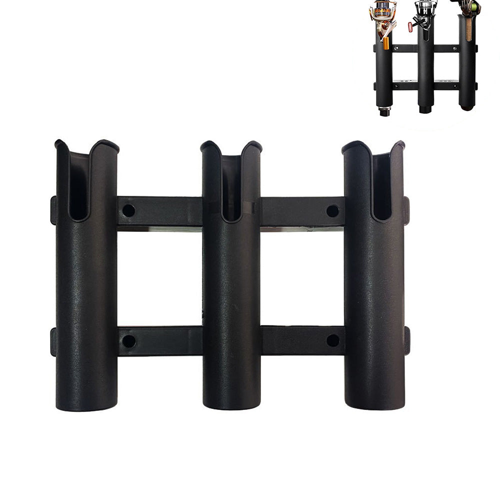 3 Tube Fishing Rod Holder Bracket Mounted Fishing Rack For Boats Garage Cooler-Black