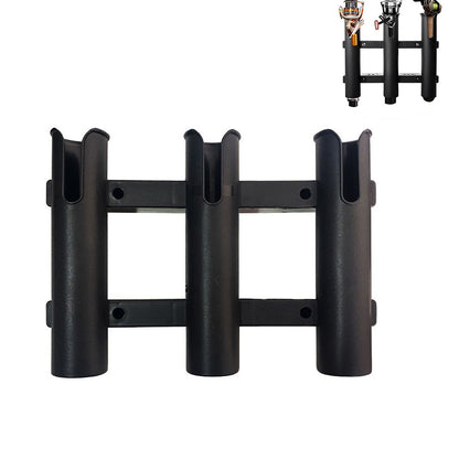 3 Tube Fishing Rod Holder Bracket Mounted Fishing Rack For Boats Garage Cooler-Black