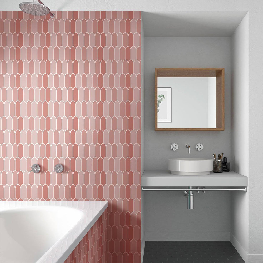 Arch shape Wall Stickers Water Resistant Wallpaper Removable Decal for Kitchen Bathroom -Pink