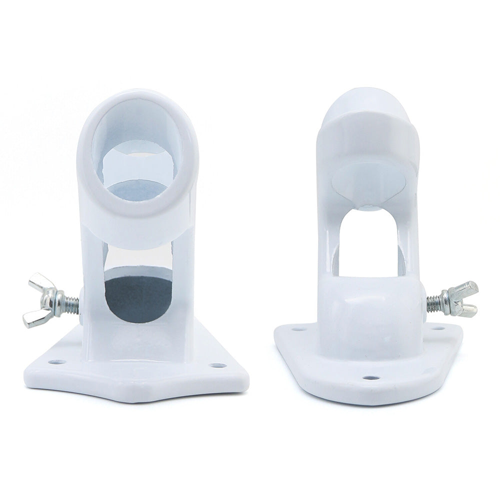Dual Hole Adjustable Aluminum Flag Pole Wall Mount Holder - White