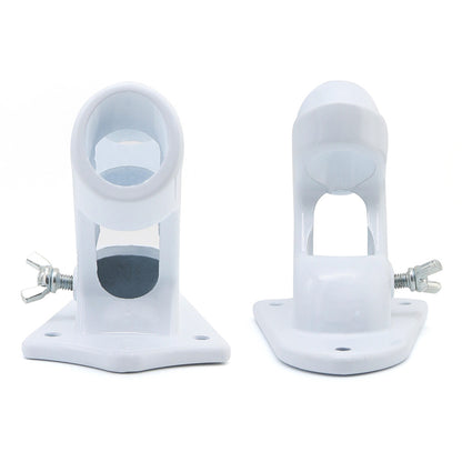 Dual Hole Adjustable Aluminum Flag Pole Wall Mount Holder - White
