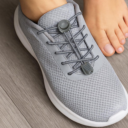 2 Pairs Elastic No Tie Shoelaces with Spring Lock-Grey