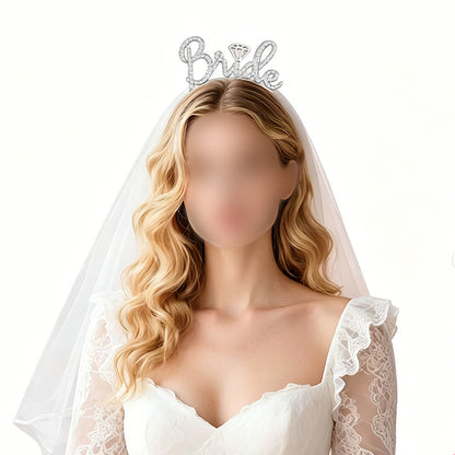 Bride Accessory with Veil Sash and Headband for Bachelorette Party-White