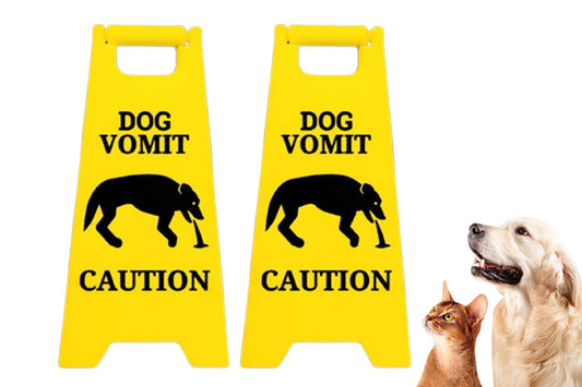 2Pcs Cat Vomit Sign Dogs Vomit Sign Cat Warning Sign Decoration Mini Fun Pet Signs Decor-Dog