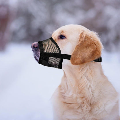 Dog Muzzle Air Mesh Adjustable Mouth Guard for Bark and Scavenging Prevention Black