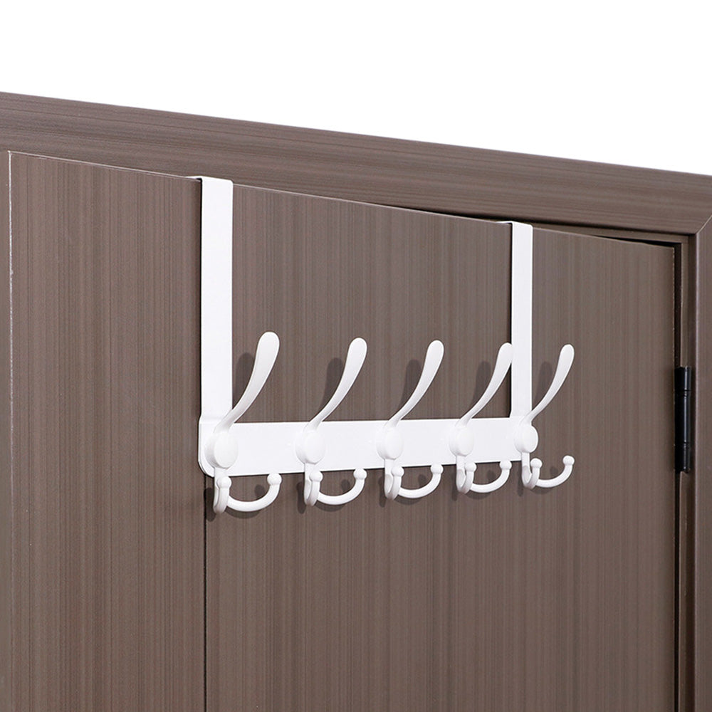 Stainless Steel Over The Door Hooks Durable Door Hangers for Kitchen Bathroom Bedroom - White