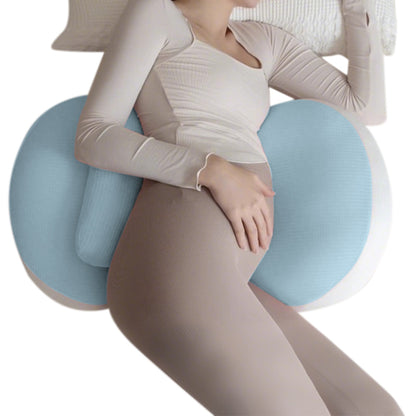 Portable Pregnancy Pillow W Shaped Maternity Support For Side Sleepers-Blue