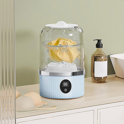 Portable Mini Washing Machine Rechargeable Small Clothes Washer for Travel Use-Blue