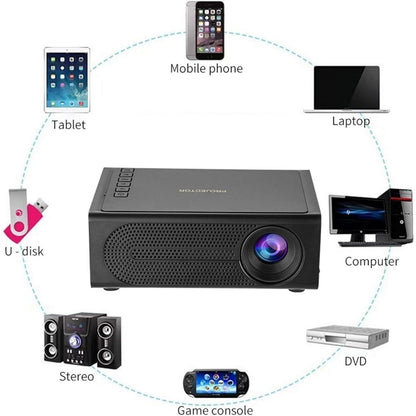 1080P Mini Projector Full HD Portable Video Projector Home Theater Movie-Black