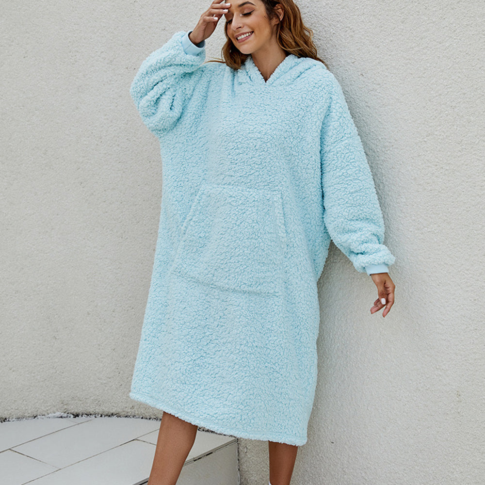 Reversible Wearable Blanket Plush Warm Cozy Blanket One Size Fits All Blue