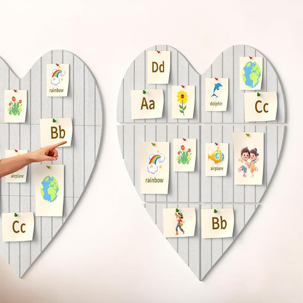 Heart Shaped Felt Photo Message Display Board - Light Grey