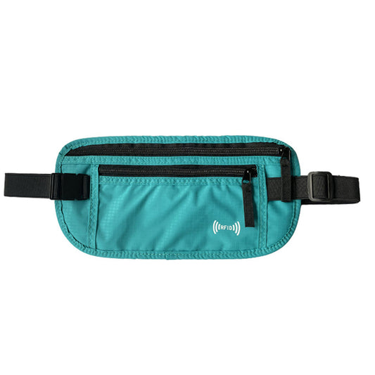 RFID Blocking Money Waist Bag Anti Theft Hidden Fanny Pack Travel Wallet Pouch Peacock Blue
