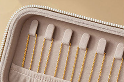 Travel Jewelry Case Jewelry Box Organizer With Mirror Display Case Storage-White