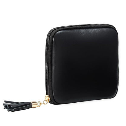 PU Leather Travel Jewelry Organizer Bag with Velvet Lining - Black