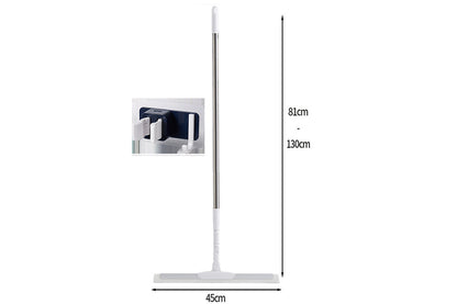 2 Piece Telescopic Long Handle Floor Squeegee Scrubber - White