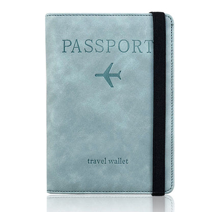 RFID Blocking Passport Holder PU Leather Travel Wallet with Card Slots Sky Blue