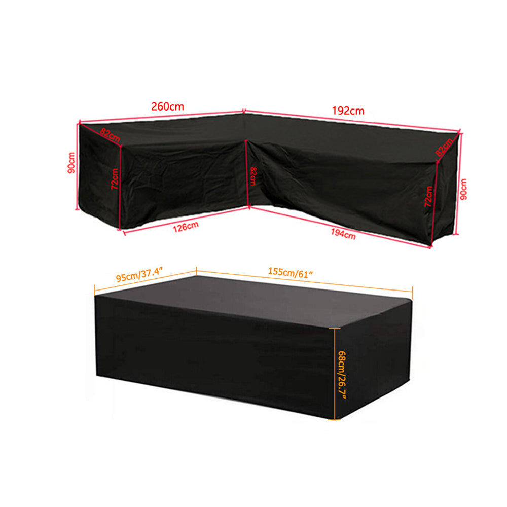 Outdoor Protector Cover Set for L Shape Corner Sofa Table Garden Rattan Sofa Cover Furniture Protector