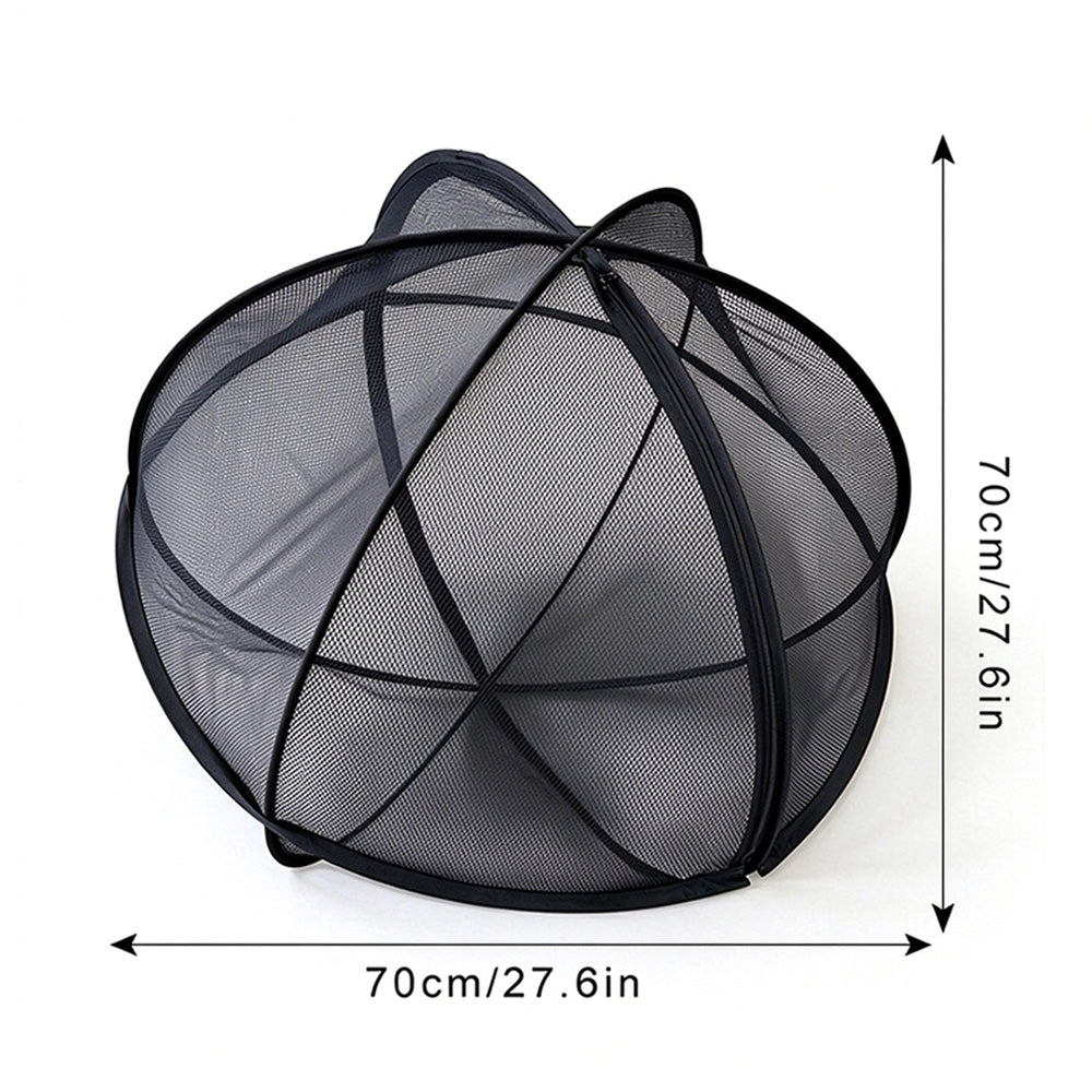 Foldable Pet Tent Bed Pop Up Mesh Enclosure for Cats Small Dogs Black 70cm