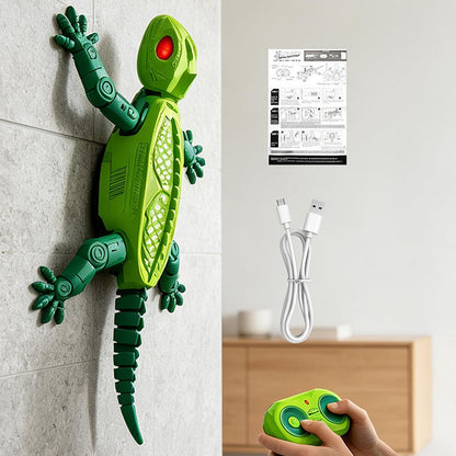 Remote Control Wall Climbing Gecko Toy with LED Lights - Green