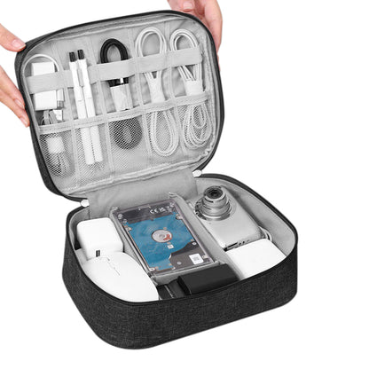 Large Digital Electronics Travel Organizer Bag with Adjustable Dividers - Black
