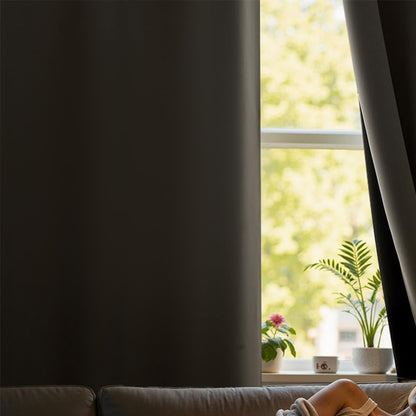 2 Pack 100 Percent Blackout Curtains with Black Liner-Beige