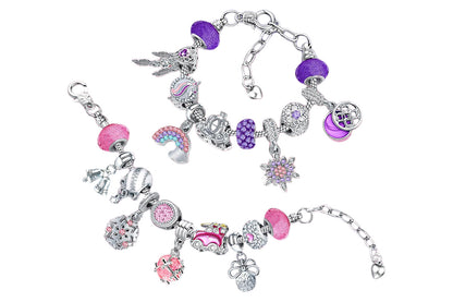 DIY Charm Bracelet Blind Box Jewelry Making Kit Holiday Birthday Gift for Little Ones Girls Teens-Purple