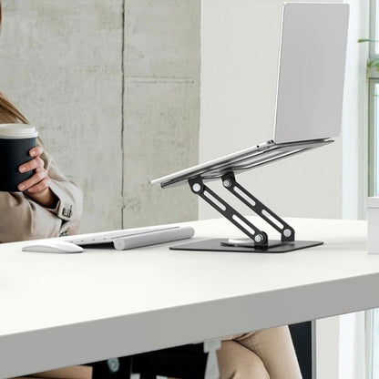 Adjustable Laptop Desktop Stand with 360-Degree Rotating Base Ergonomic Laptop Riser for 10-17in Laptops Black