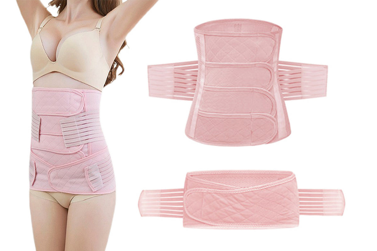 Belly Support Recovery Waist Pelvis Belt Postpartum Belly Wrap Band Waist Trainer-Pink