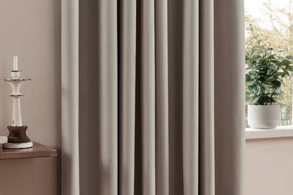 2 Pieces 100 Percent Blackout Curtain Panel - Khaki