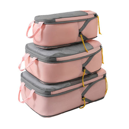 3-Piece Compression Packing Storage Bag Set Travel Accessories Packing Organizers Travel Carry Bags Household Storage Pink
