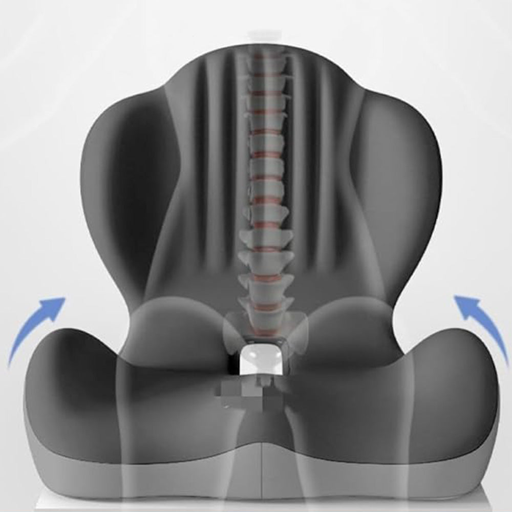Ergonomic Back Hip Support Cushion For Office Chair And Car Seat-Grey