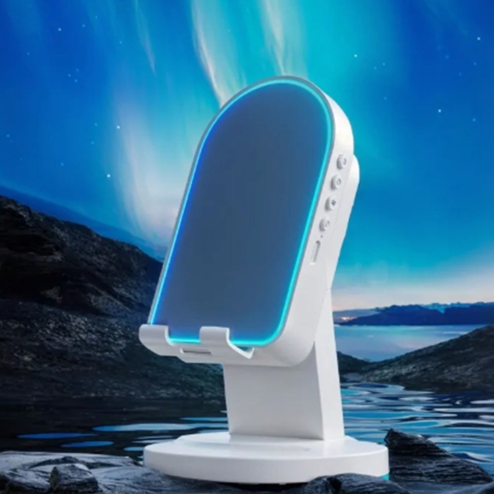 3-in-1 Wireless Induction Speaker with Phone Stand-White