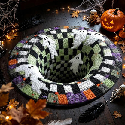 3D Round Non Slip Soft Halloween Rug - Purple Ghost