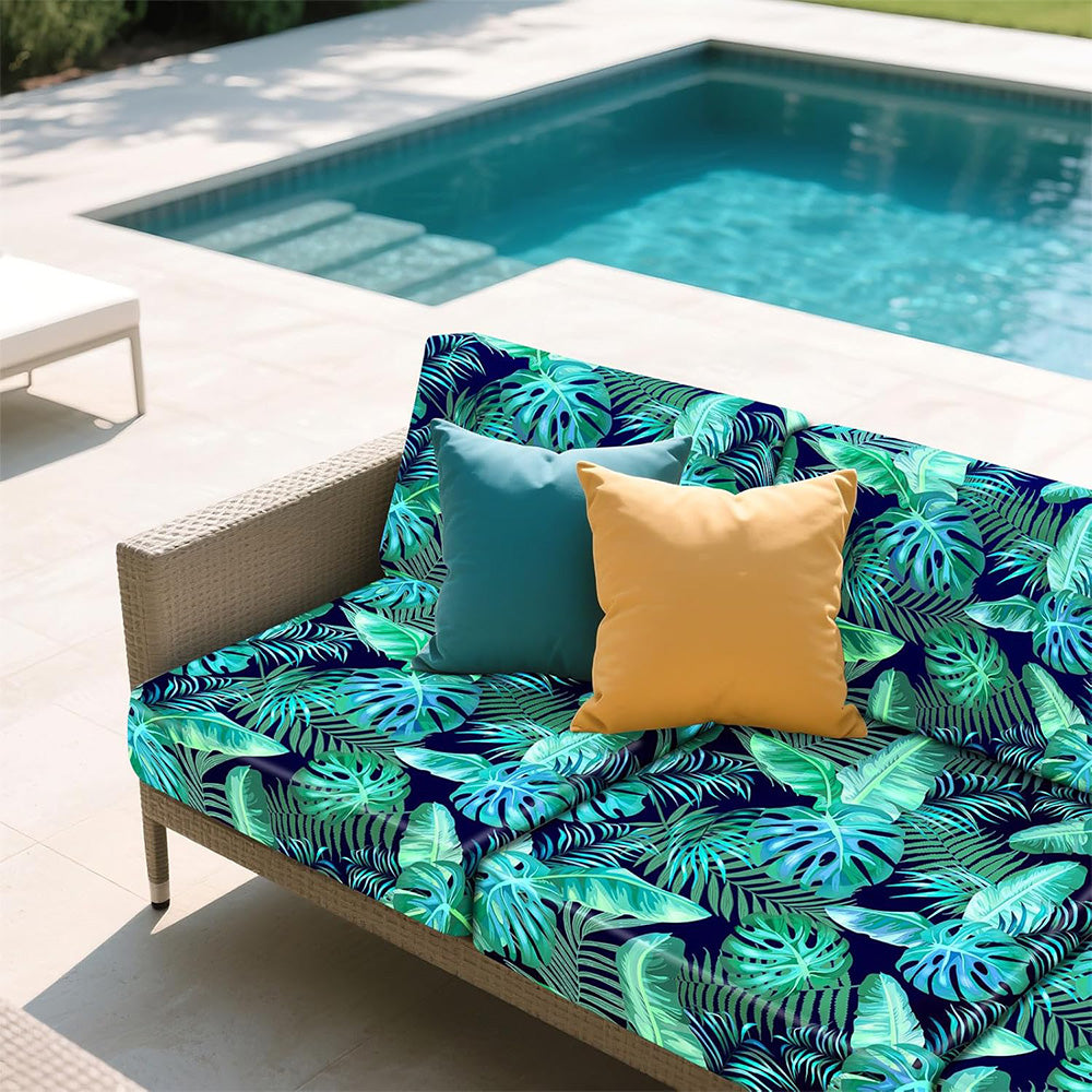 4Pcs Patio Stretchable Seat Cushion Covers for Furniture-Green