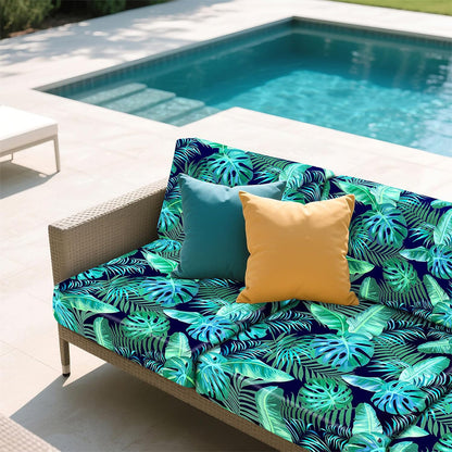 4Pcs Patio Stretchable Seat Cushion Covers for Furniture-Green