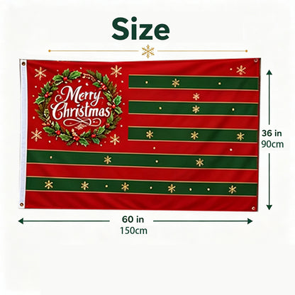 Christmas Flag Double Sided Print Happy New Year Flag - Green