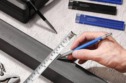 2Pcs 2B Lead Holder Pen Automatic Mechanical Drafting Drawing Pencil Art Tool With Refills Case-Blue Pencil With Silver Refills