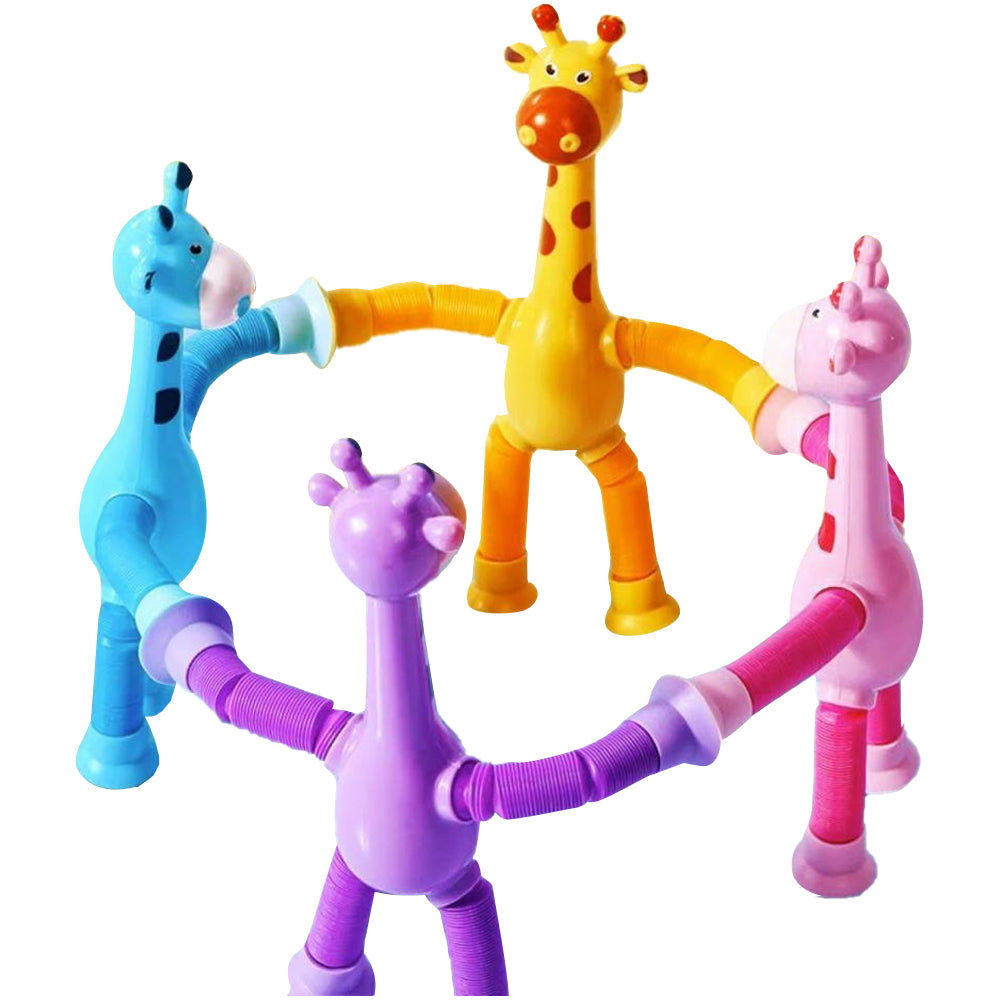 4Pcs Telescopic Suction Cup Giraffe Toy Fun Tube Toy Kid Toy