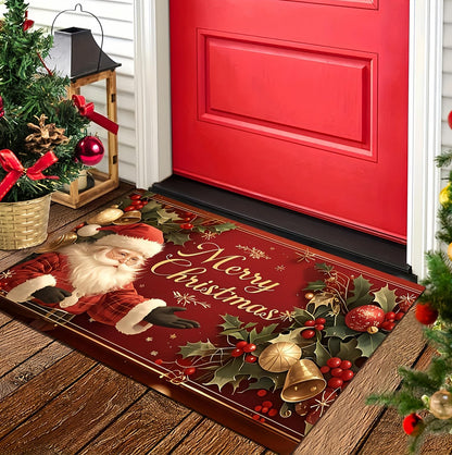 Christmas Floor Mat Merry Non Slip Mat Christmas Decorations - Santa