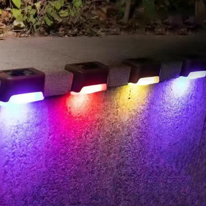 4Pcs LED Solar Fence and Step Lights -Mixed Color