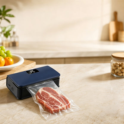 6 Level Bag Sealer with Cutter and LED Display Heat Sealer - Navy