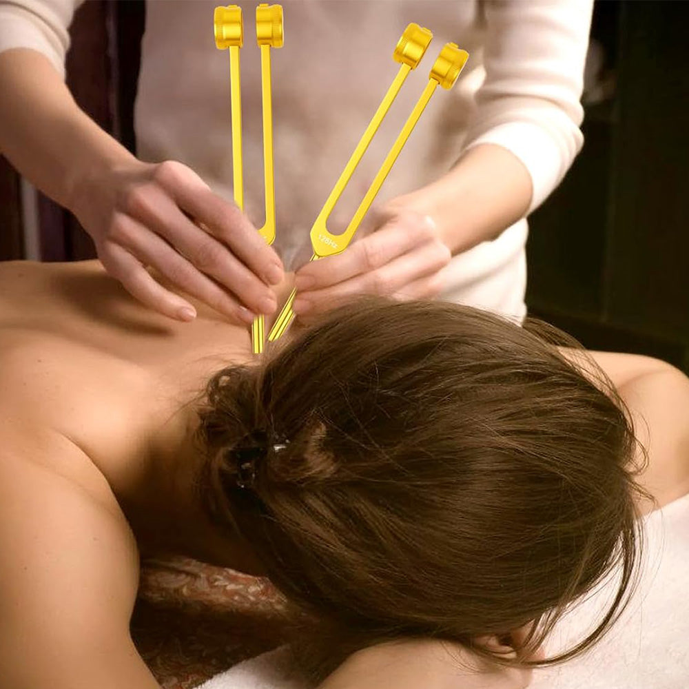 4Pcs Resonance Tuning Fork Set Sensory Tool for Yoga Meditation-Gold