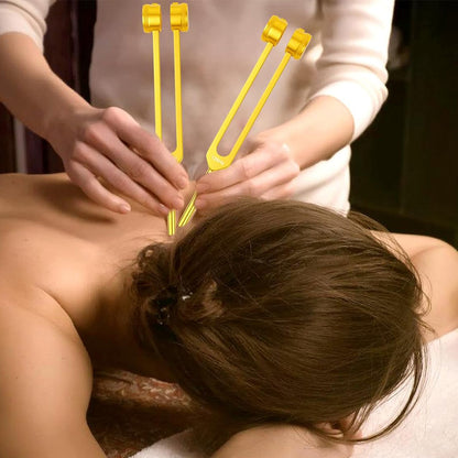 4Pcs Resonance Tuning Fork Set Sensory Tool for Yoga Meditation-Gold