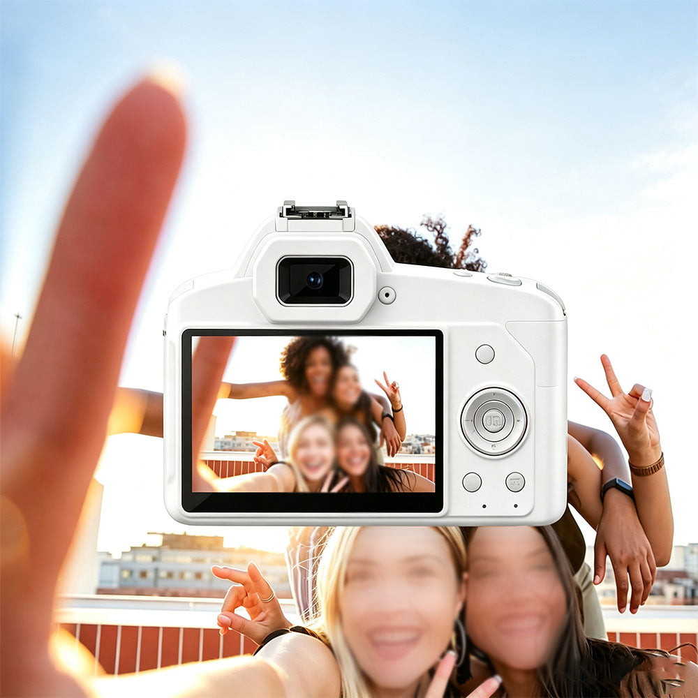 4K 64MP WiFi Dual Lens Digital Camera with Night Vision-White