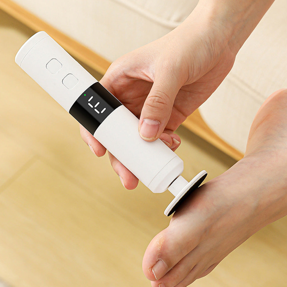 2in1 Electric Foot Callus Remover Foot File Nail Grinder Rechargeable Foot Sander Pedicure Tool for Feet Dry Dead Skin-White