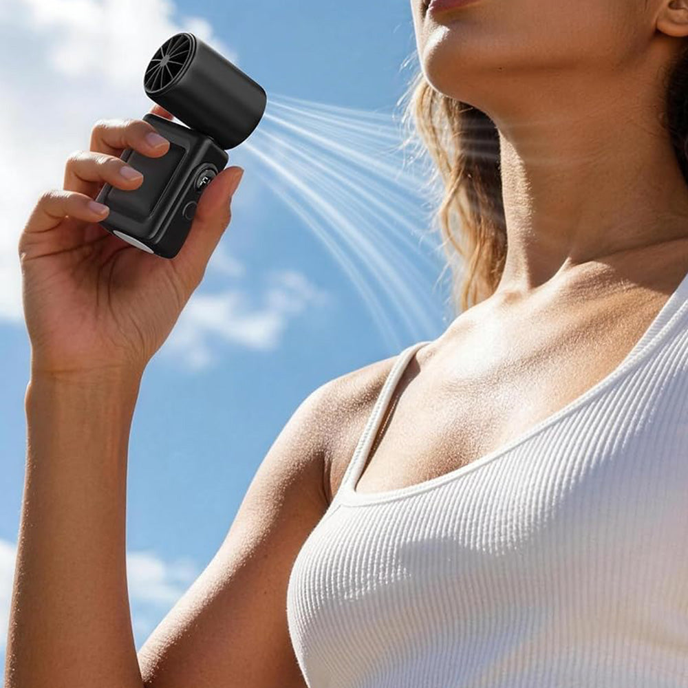 Clip On Handheld Turbo Fan with LED Display 4 Speeds and 180 Degree Tilt - Black