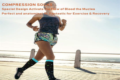 Compression Socks for Women & Men for Athletic Running Cycling-rainbow stripes