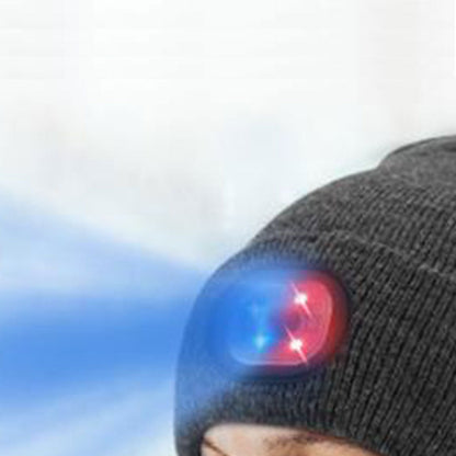 Unisex Wireless Bluetooth Headphone Hat LED Torch Beanies Gray