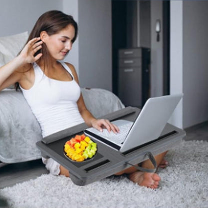 Laptop Desk with Built in Mouse Pad Wrist Pad Laptop Stand with Tablet/Phone Holder Black