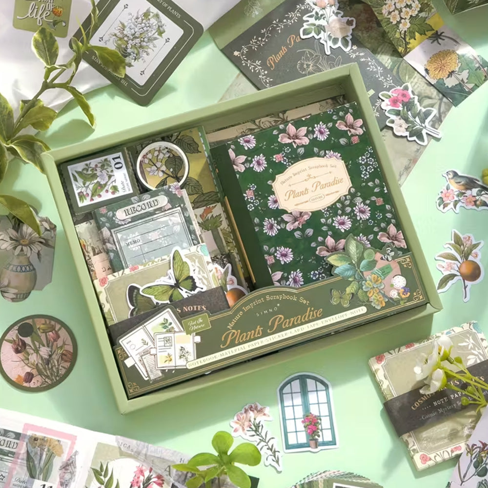 Vintage Scrapbook Kit Bullet Junk Journal Kit with Scrapbooking Supply-Botanical